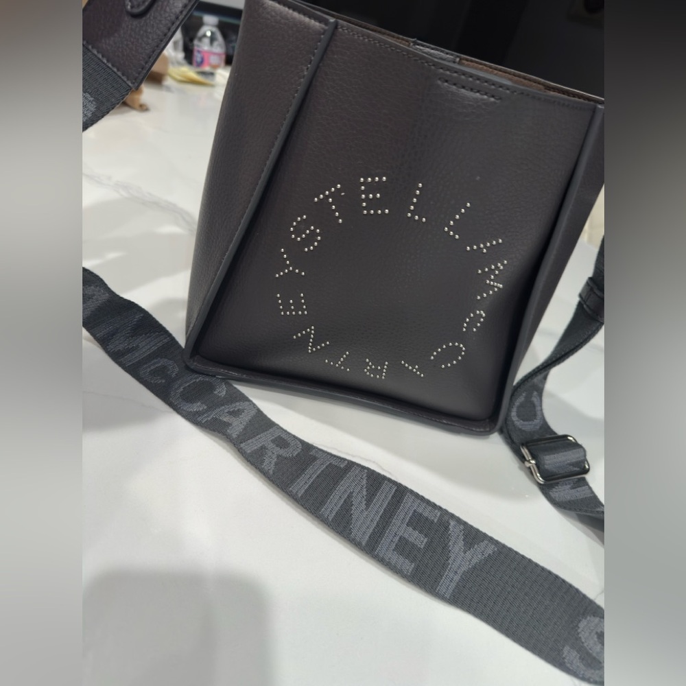 Stella McCartney Stella Bag, Adjustable Logo Strap Grey crossbody
